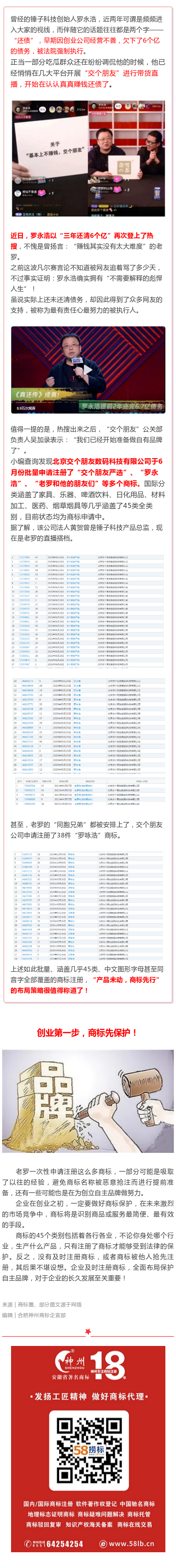 三年還了6個億，羅永浩“交個朋友嚴選”注冊全類商標